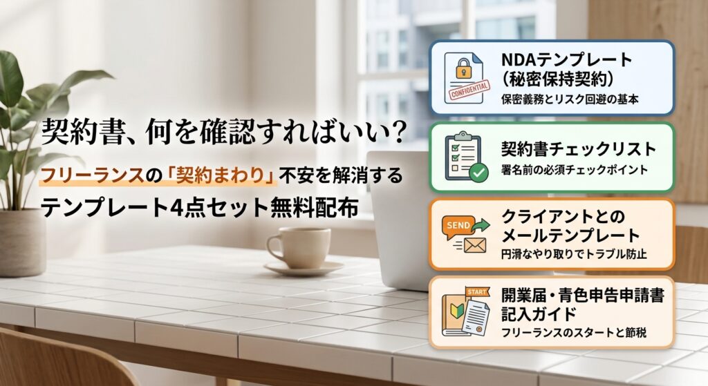 契約書、何を確認すればいい？フリーランスの「契約まわり」不安を解消するテンプレート4点セット無料配布
