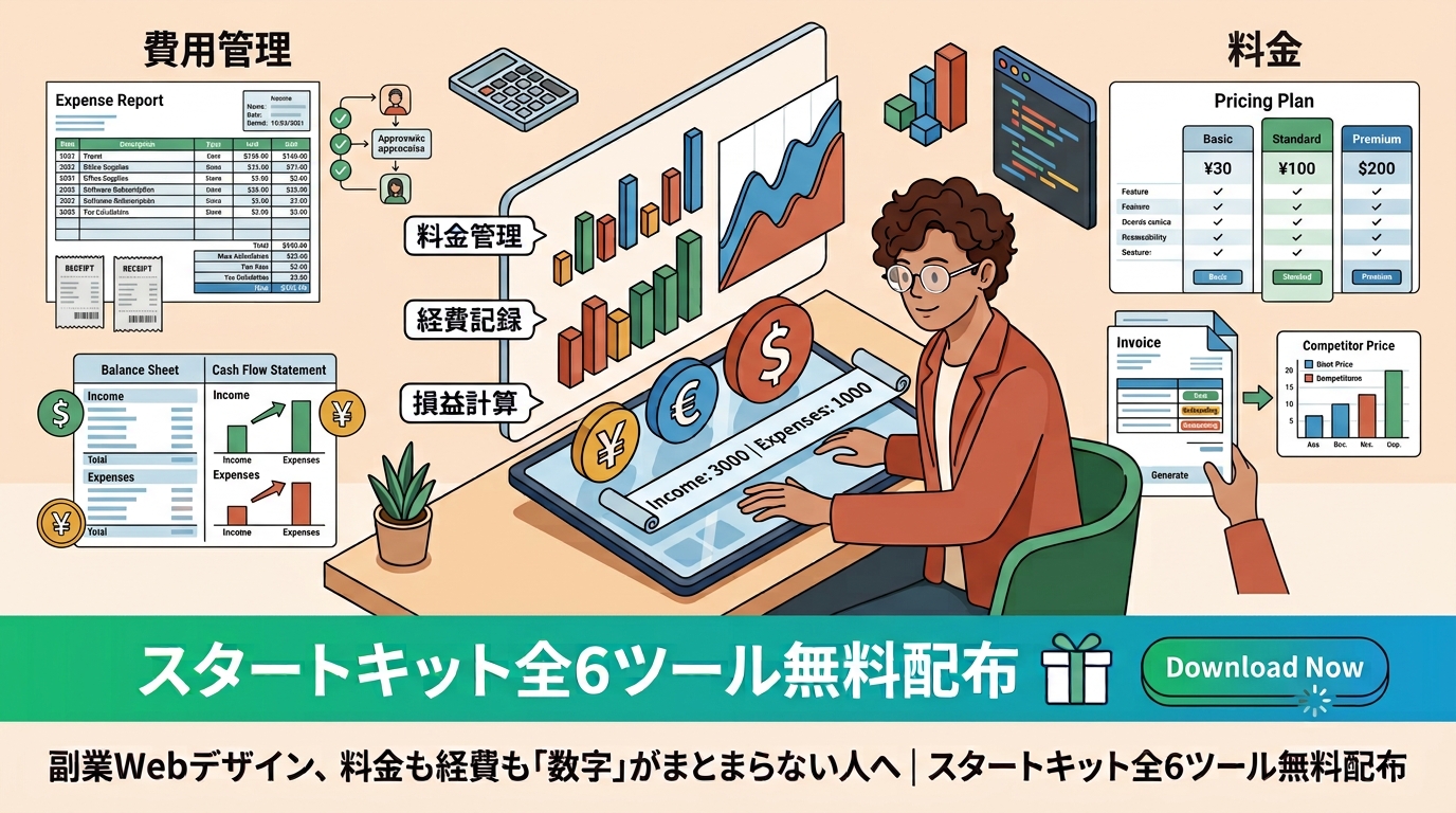 副業Webデザイン、料金も経費も「数字」がまとまらない人へ|スタートキット全6ツール無料配布