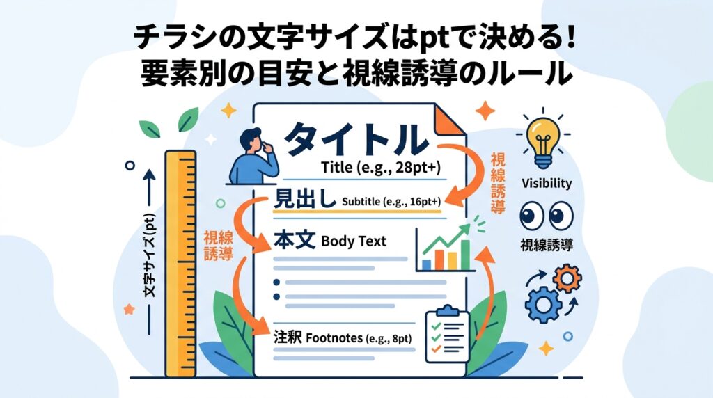 チラシの文字サイズはptで決める！要素別の目安と視線誘導のルール