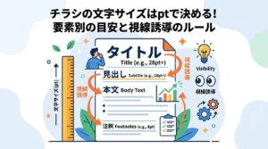 チラシの文字サイズはptで決める！要素別の目安と視線誘導のルール